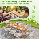 Tangkula 8-Person Outdoor Acacia Wood Dining Table, 79” x 35” Rectangular Bistro Table with 1.96” Umbrella Hole