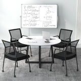 Tangkula Rolling Conference Room Chairs, Mobile Reception Chairs Office Guest Chairs with Integrated Armrests