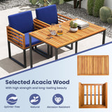 Tangkula 3 Piece Outdoor Dining Set, 2 Acacia Wood Armchairs with 43.5 Inch Dining Table