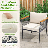 Tangkula 4 Piece Patio Furniture Set, Patiojoy Rattan Chair Set w/ 2-Tier Coffee Table