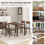 Tangkula Dining Table Set for 4, Retro Kitchen Table and Chairs Set for 4