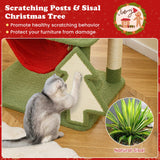 Tangkula Christmas Cat Tree, 52” Tall Cat Tower with Sisal Scratching Posts & Xmas Tree