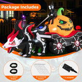 Tangkula 9 FT Halloween Inflatable Grim Reaper Driving Pumpkin Carriage, LED Lighted Carriage with Pumpkin & Skeleton Dragon