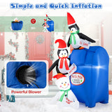 Tangkula 6 FT Lighted Christmas Inflatable Decoration, Inflatable North Pole Mailbox with Penguins and Snowman