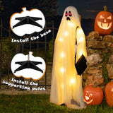 Tangkula 4 PCS Halloween Lighted Standing Ghost Family with Red & Warm White LED Lights