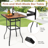 Tangkula 5-Piece Patio Dining Set, Outdoor 27.5" Bar Height Table & 4 30" Barstools w/Umbrella Hole