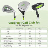 Tangkula 3 Pieces Junior Golf Club Set for Children Right Hand，Aged 8-10