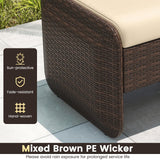 Tangkula 2 Pieces Patio PE Wicker Ottomans with Removable Cushions