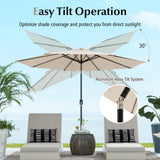 10FT Patio Umbrella, Outdoor Market Table Umbrella with Push Button Tilt