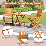 Tangkula Patio Wood Folding Chair , Outdoor Eucalyptus Wood Dining Chairs w/Armrests & Slatted Seat