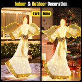 Tangkula 5.2 FT Outdoor Christmas Lighted Angel, Xmas Pre-lit 3D Winged Angel with Halo