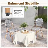 Tangkula French Bistro Chair Set, Outdoor Armless Dining Chairs with Hand-Woven Rattan