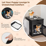 Tangkula Dog Crate Furniture, Decorative Dog Kennel End Table with Storage Drawer