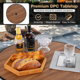 Tangkula 28” Outdoor Bar Table, Round Bar Height Table with Wood-Like Tabletop