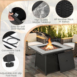 Tangkula 7 Pieces Patio Furniture Set with 35” 50000 BTU Propane Gas Fire Pit Table & Waterproof Cover for Firpit