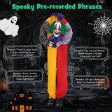 Tangkula 4.5 FT Halloween Grins Animatronic Clown with Pre-Recorded Phrases, LED Glowing Red Eyes