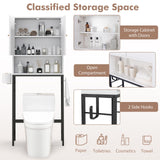 Tangkula Over The Toilet Storage Cabinet, Freestanding Toilet Rack w/ 2 Doors, Adjustable Shelf