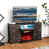 Tangkula 58” Fireplace TV Stand with 23” 3-Side Glass Electric Fireplace