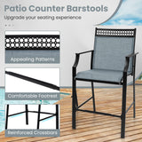 Tangkula Outdoor Bar Stools Set of 2/4, Heavy-Duty Patio Stools & Bar Chairs with Footrest & Armrests