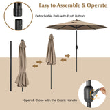 Tangkula 9FT Patio Umbrella, Outdoor Market Table Umbrella with Push Button Tilt Adjustment, Crank & 6 Sturdy Ribs for Garden