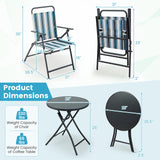 Tangkula 3 Piece Outdoor Folding Chair Set, 2 Folding Chairs with Folding Table