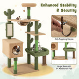 Tangkula Cactus Cat Tree, 59 Inch Tall Cat Tower with Sisal Scratching Posts