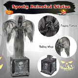 Tangkula 5.5 FT Halloween Animated Praying Angel Statue with Light Up Eyes & Shaking Wings