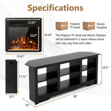 Tangkula 58” Fireplace TV Stand, Home Entertainment Center with 18” 1500W Electric Fireplace