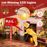 Tangkula 5.5 FT Christmas Lighted Mailbox & Dog, Xmas Decoration with 120 Warm White LED Lights