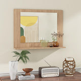 Tangkula Bathroom Mirror with Shelf, 23.5" x 17.5" Rectangle Wood Frame Bathroom Vanity Mirror for over Sink