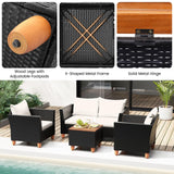 Tangkula Outdoor Conversation Set, Patio Cushioned Chairs w/Storage Coffee Table