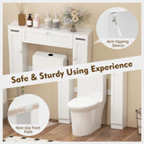 Tangkula Over The Toilet Storage Cabinet, Freestanding Toilet Storage with Adjustable Shelves & Paper Holder