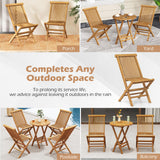 Tangkula Patio Folding Chairs Set of 2/4, Outdoor Teak Wood Chairs w/Slatted Seat & Backrest, X-Shaped Frame