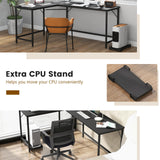 Tangkula L-Shaped Office Desk, L Shaped Corner Desk with Power Outlets, USB Ports