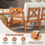 Tangkula 5 Pieces Acacia Wood Patio Furniture Set, Outdoor Sectional Conversation Set with Cushions