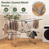 Tangkula Laundry Drying Rack, Foldable Clothes Drying Rack with Height Adjustable Wings, 33 Drying Rails & Sock Clips