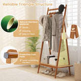 Tangkula Bamboo Clothing Rack, 65.5” Clothes Rack with Top Hanging Rod