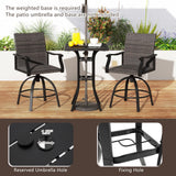 Tangkula 3 Pieces Wicker Patio Swivel Bar Set