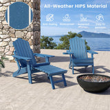 Tangkula Folding Adirondack Chair, All-Weather HIPS Lounge Chair w/Retractable Footrest & Adjustable Backrest