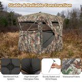 Tangkula 2-3 Person Hunting Blind with Full Open Door, 360 Degree See Through Ground Blind with Silent Slide Windows