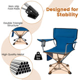 Tangkula Swivel Camping Chair, Portable Lawn Chair with Cup Holder, Storage Pocket, Carrying Bag