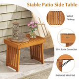 Tangkula Patio Foldable Side Table, Outdoor Folding Acacia Wood Coffee Table w/Slatted Tabletop