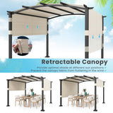 Tangkula 10x10Ft Pergola, Patio Pergola with Retractable Sun Shade Canopy, Extra Large Patio Shelter Pavilion