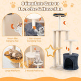 Tangkula Cat Tree Tower, 50 Inch Multi-Level Cat Tower with Cat Condo