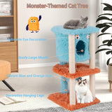 Tangkula Monster-Themed Cat Tree, 3-Level Cat Tower Activity Center with Large Cat Condo