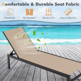 Tangkula Aluminum Patio Chaise Lounge, Outdoor Adjustable Lounge Chair with 6-Position Backrest