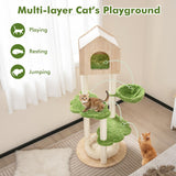 Tangkula Cat Tree Tower, Multi-Level Modern Wood Cat Tower with Sisal Scratching Posts