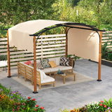 Tangkula 10x12Ft Pergola, Arched Patio Pergola with Retractable Sun Shade Canopy