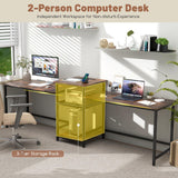 Tangkula 97" Extra Long 2-Person Computer Desk with Power Outlet