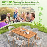 Tangkula 6-Person Outdoor Acacia Wood Dining Table, 67” x 35” Rectangular Bistro Table with 1.96” Umbrella Hole